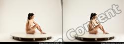 Nude Woman Asian Sitting poses - ALL Average long black Sitting poses - simple 3D Stereoscopic poses Pinup